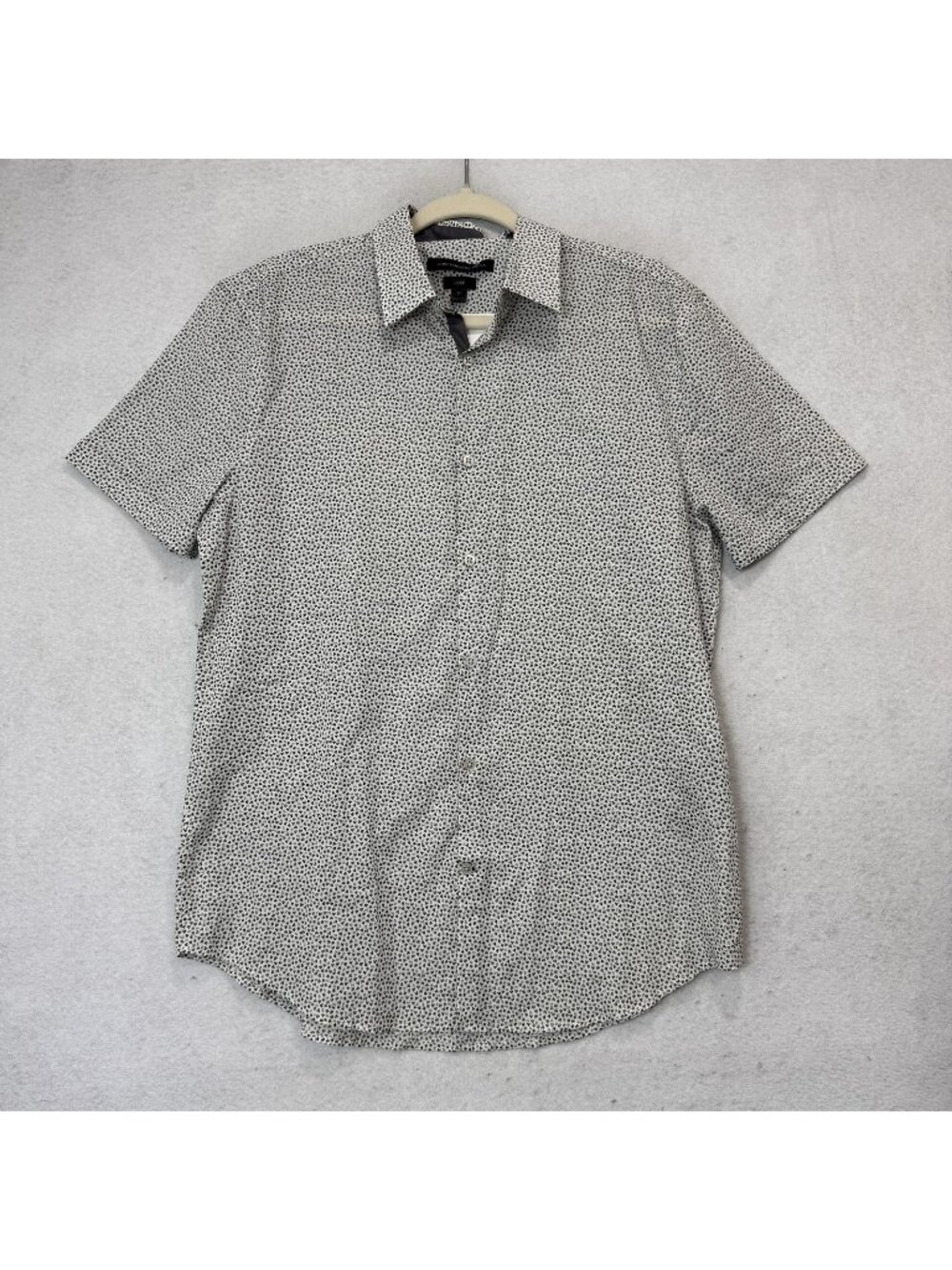 John Varvatos U.S.A. Shirt Mens Medium White Floral Short Sleeve Button Up Luxe